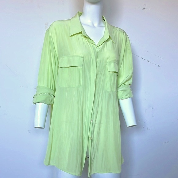 Mela Purdie Tops - MELA PURDIE Relaxed Pocket Shirt in Oasis Lime, Select, Made in Australia.